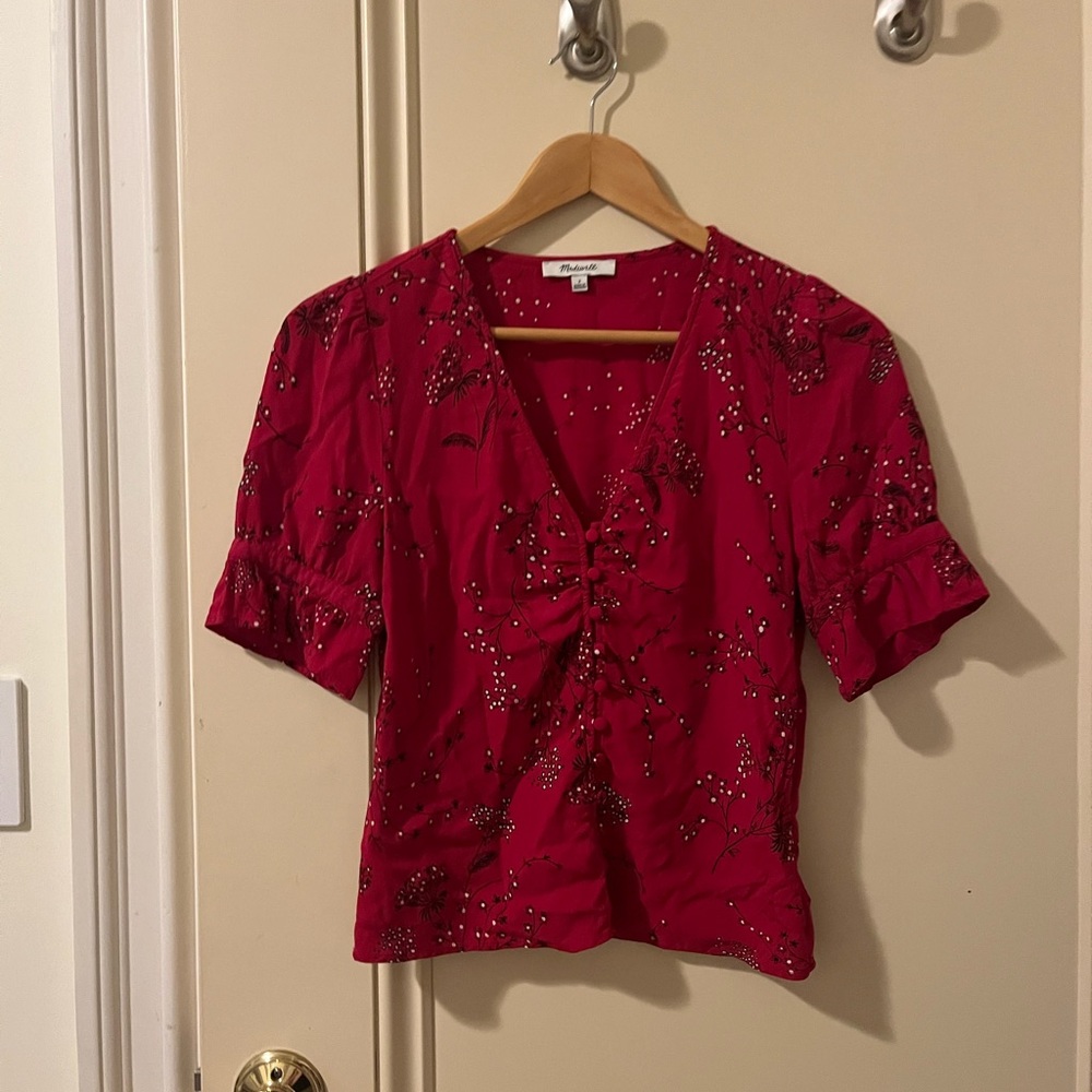 Madewell Red Floral Women's Top